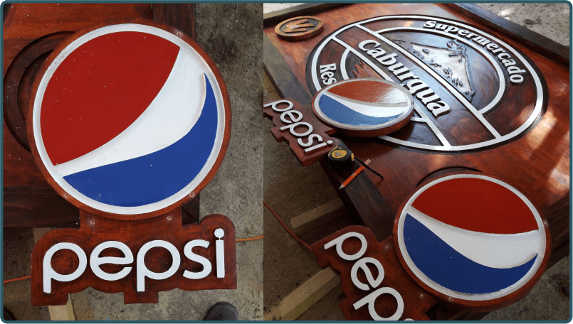 Letrero de madera para pepsi en CNC